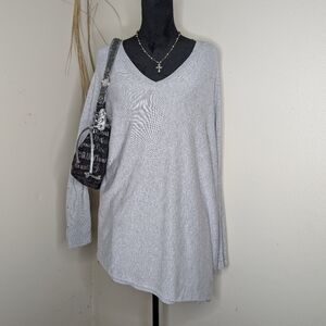 Rxb Grey Oversize Long Sleeve Top With Buttons Size 2x